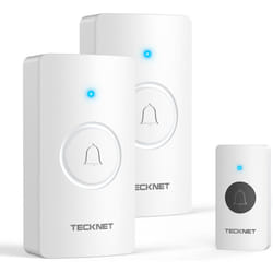 TECKNET Wireless Doorbell, Door Bells Wireless IP65 Waterproof Battery Operated Cordless Door - White