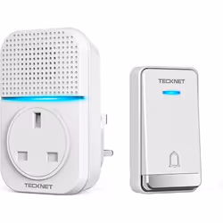TECKNET Wireless Doorbell, No Battery Required Self-Powered Door Bell - White
