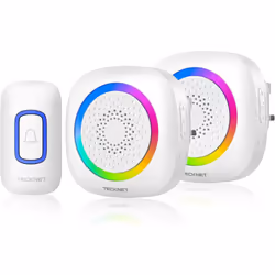 TECKNET Wireless Doorbell, Plug in Door Bells Wireless Cordless with 2 Receivers, IP66 Waterproof Wireless DooR - Rgb-white