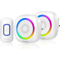 TECKNET Wireless Doorbell, Plug in Door Bells Wireless Cordless with 2 Receivers, IP66 Waterproof Wireless DooR - Rgb-white