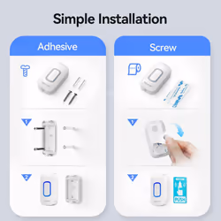TECKNET Wireless Doorbell, Plug in Door Bells Wireless Cordless with 2 Receivers, IP66 Waterproof Wireless DooR - Rgb-white
