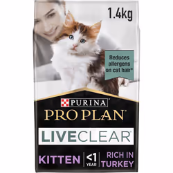 PRO PLAN® LIVECLEAR® Kitten 1-12M Rich in Turkey Dry Cat Food 1.4kg - Kitten