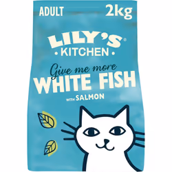 ) Lily's Kitchen Made with Natural Ingredients Adult Dry Cat Food Bag Chicken with Veggies Grain-Free Recipe 2kg - White Fish ...