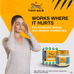 Tiger Balm White Ointment 30 g - for The Treatment of Tension Headaches and Temporary Relief of Muscular Aches and Pains - White Ointment
