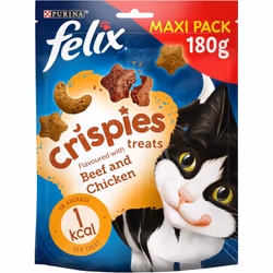 Felix Doubly Delicious Ocean Recipes Cat Food - Felix Crispies Cat Treats Beef & Chicken 180g