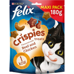Felix Doubly Delicious Ocean Recipes Cat Food - Felix Crispies Cat Treats Beef & Chicken 180g