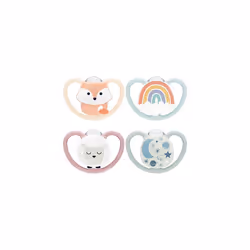 NUK Space Day & Night Baby Dummy 0-6 Months Glow-in-the-Dark Soothers with Extra Ventilation for Sensitive Skin BPA-Free Sili ...