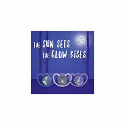 NUK Space Day & Night Baby Dummy 0-6 Months Glow-in-the-Dark Soothers with Extra Ventilation for Sensitive Skin BPA-Free Silicone Fox & Sheep 4 Count