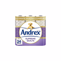 Andrex Supreme Quilts Quilted Toilet Paper - Toilet Roll Pack - 25% Thicker Than Before to Provide Ultimate Quilted Comfort w ...
