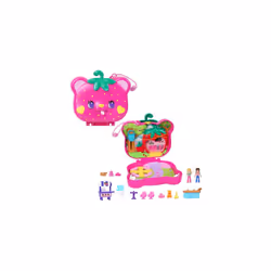 Polly Pocket Dolls and Playset, Travel Toy with Fidget Exterior, Straw-beary Patch Compact with 2 Micro Dolls and 12 Accessor ...