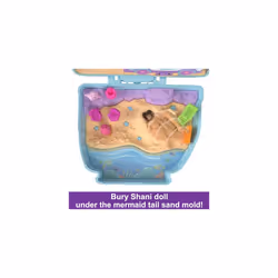 Polly Pocket Dolls and Playset, Travel Toy with Fidget Exterior, Seaside Puppy Ride Compact with 11 Accessories, HRD36