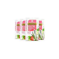 Twinings Superblends Glow Tea - Strawberry & Cucumber Green Tea with Aloe Vera & Biotin for Skincare & Hair Care, 80 x Biodegradable Tea Bags