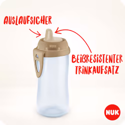 NUK Kiddy Cup Night Toddler Cup | 12+ Months | 300 ml | Leak-Proof Toughened Spout | Glow in The Dark | Clip & Protective Cap | BPA-Free | Blue