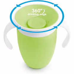 Munchkin Miracle 360 6+ Month 7oz Baby Sippy Cups 2 Pack Free Flow Beaker for Toddlers  Dishwasher Safe Baby Water Bottle Easy Grip Handles Blue Green
