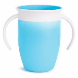 Munchkin Miracle 360 6+ Month 7oz Baby Sippy Cups 2 Pack Free Flow Beaker for Toddlers  Dishwasher Safe Baby Water Bottle Easy Grip Handles Blue Green