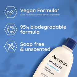 Aveeno Skin Relief Moisturising Body Wash With Soothing Triple Oat Complex Suitable Sensitive Skin Cleanses without Drying Soap Free Unscented 500ml