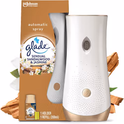 Glade Automatic Air Freshener Holder Refill Long lasting Fragrance Infused Essential Oils Sandalwood Jasmine 1 Starter Kit (1 ...