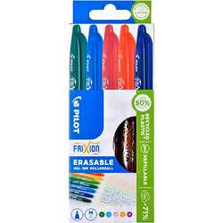 Pilot Frixion Erasable Rollerball 0.7 mm (Pack of 5) - Orange/ Light Blue/ Green/ Purple/ Pink