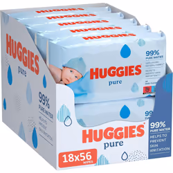 Huggies Pure, Baby Wipes, 18 Packs (1008 Wipes Total) 99 Percent Pure Water Wipes Fragrance Free for Gentle Cleaning and Prot ...