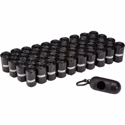 Amazon Basics Dog-Waste Bags With Dispenser and Lead Clip, Unscented, 600 Count, 40 Pack of 15