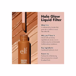 e.l.f. Halo Glow Liquid Filter, Complexion Booster For A Glowing, Soft-Focus Look, Infused With Hyaluronic Acid, Vegan & Cruelty-Free, 8.5 Rich