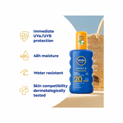 NIVEA SUN Protect  Moisture Sun Spray SPF 20 200 ml Sun Cream with Vitamin E Provides 48 Hour Moisture and Immediate UVA and UVB Protection