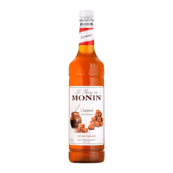 MONIN Premium Caramel Syrup 1L Coffee and Cocktails Vegan Friendly Allergen Free 100% Natural Flavours & Colourings