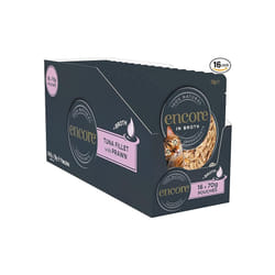 Encore 100% Natural Wet Cat Food Tuna Fillet with Prawn in Broth Pack of 16 x 70g Pouches