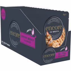Encore 100% Natural Wet Cat Food, Chicken with Duck (Pack of 16 x 70g Pouches)