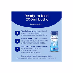 Aptamil 1 First Infant Baby Milk Ready to Use Liquid Formula, from Birth, 200 ml, (Pack of 18)