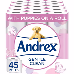 Andrex Gentle Clean Toilet Rolls 45 Toilet Roll Pack Bulk Buy Toilet Rolls Gentle and Soft on Your Family's Skin Dermatologic ...