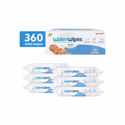 WaterWipes Plastic-Free Original Baby Wipe, 360 Count (6 packs) 99.9% Water Based Wipes Unscented for Sensitive Skin