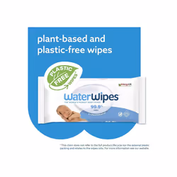 WaterWipes Plastic-Free Original Baby Wipe, 360 Count (6 packs) 99.9% Water Based Wipes Unscented for Sensitive Skin