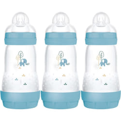 MAM Easy Start Self Sterilising Anti-Colic Baby Bottle Pack of 3 (3 x 260 ml) Anti-Colic Bottle with Medium Flow MAM Teats Size 2 Newborn Essentials