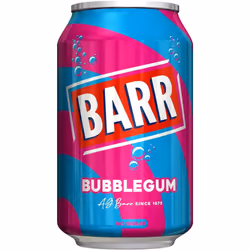 BARR since 1875, 24 Pack Blue Bubblegum Zero No Sugar Flavoured Fizzy Drink "Fizzingly Fun" - 24 x 330 ml Cans