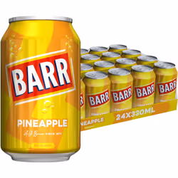 24 Pack Sparkling Pineapple Soda, Zero No Sugar Pineapple Flavoured Fizzy Drink "Fizzingly Fun" - 24 x 330 ml Cans