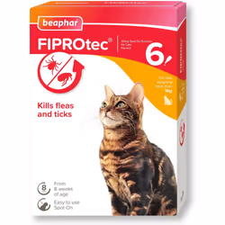 Beaphar FIPROtec Spot-On Cats Kills Fleas Ticks Vet Strength Treatment Easy Apply Suitable Cats Kittens 8Weeks Age Weighing ...