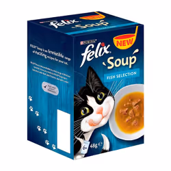Felix Soup Cat Food Fish Selection 6x48g Cat Treat Packaging May Vary Pack of 8