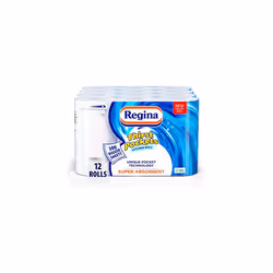 Regina Thirst Pockets Kitchen Roll, 12 Rolls, 1,200 Super Absorbent Sheets, Unique Pocket Technology, Your Ideal Kitchen Comp ...