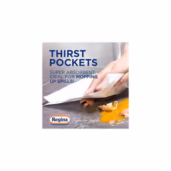 Regina Thirst Pockets Kitchen Roll, 12 Rolls, 1,200 Super Absorbent Sheets, Unique Pocket Technology, Your Ideal Kitchen Companion,FSC Certified