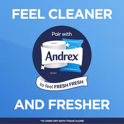 Andrex Classic Clean Washlets - 12 Packs - Flushable Toilet Tissue Wet Wipes with Micellar Water - Biodegradable & Plastic-Free - Use with regular
