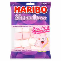 Haribo Pink and White Marshmallows 1.7kg Chamallows Bulk Sweets, 140g pack of 12