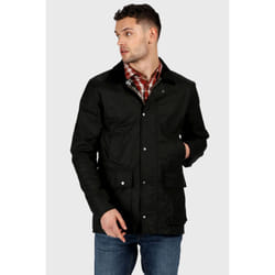 REGATTA wax water repellant collared King Size jacket in black - 3XL