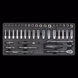 Tool Tray with Socket Set 43pc 1/4"Sq Drive