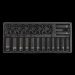 Tool Tray with Impact Socket Set 28pc 1/2&quot;Sq Drive - Metric