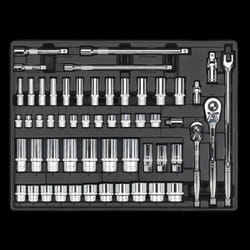 Tool Tray with Socket Set 55pc 3/8&quot; & 1/2&quot;Sq Drive