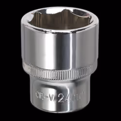 WallDrive&#174; Socket 24mm 1/2&quot;Sq Drive Fully Polished