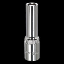 WallDrive&#174; Socket 8mm Deep 3/8&quot;Sq Drive Fully Polished