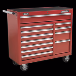 Rollcab 12 Drawer with Ball-Bearing Slides Heavy-Duty - Red