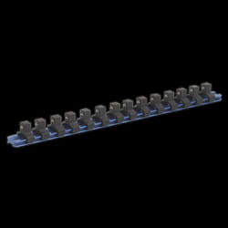 Socket Retaining Rail with 14 Clips Aluminium 3/8&quot;Sq Drive
